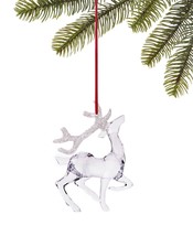 Holiday Lane Snowdaze Clear and White Glitter Reindeer Ornament C210455 - £10.21 GBP