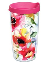 Tervis Tumbler Watercolor Blooms 16oz Floral Double Wall Cup w Pink Trav... - £17.44 GBP