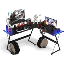 L Shaped Gaming Computer Table Desk with Dynamic LED RGB Lights  - £195.87 GBP