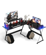 L Shaped Gaming Computer Table Desk with Dynamic LED RGB Lights  - £195.87 GBP