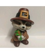 Hallmark 1981 Merry Miniatures Raccoon Pilgrim Thanksgiving Corn Figurin... - $187.91 MXN