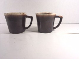 Vintage McCoy USA Pottery Brown Drip Glazed Coffee /Tea Mug Cup - Lot Of 2 - £7.98 GBP