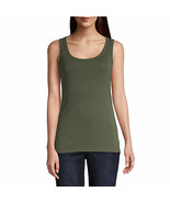 St. John&#39;s Bay Women&#39;s Scoop Neck Tank Top Size Medium Oak Moss 100% Cotton - €10,32 EUR