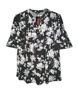 NWT Cocomo Plus Size 3X Black Multi Color Floral Print Pintuck 3/4 Sleev... - £27.45 GBP