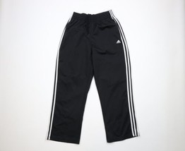 Vintage Adidas Mens Medium Faded Spell Out Striped Wide Leg Sweatpants Black - £47.58 GBP