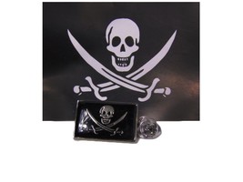 Pirate Jolly Roger Calico Jack Rackham Bike Motorcycle Hat Cap lapel Pin - £2.57 GBP