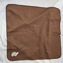 Circo Turtle Baby Blanket Brown Fleece Green Stitched Edge Lovey Microfleece - $39.59