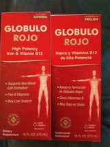 2PACK GLOBULO ROJO HIGH POTENCY IRON VITAMIN B12 SUPPORT RED BLOOD CELL ... - $28.71