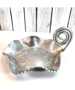 Farber Shlevin Hammered Aluminum Tray Scroll Rose Motif Hand‑Wrought Vin... - $10.88
