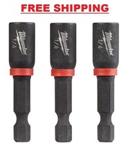 Milwaukee 1/4 in. x 1-7/8 in. Shockwave Magnetic Nut Driver Bit (3-Pack) - £23.58 GBP