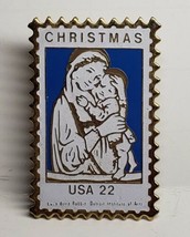 VINTAGE- USPS Christmas Madonna &amp; Child USPS Postage Stamp Pinback Metal Pin .22 - £13.97 GBP