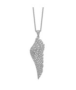 Sterling Silver Rhodium-plated Cubic Zirconia Angel Wing Necklace 18&quot; Chain - $211.07 CAD