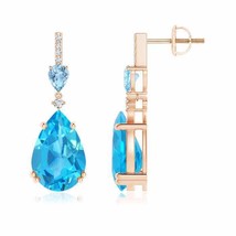 ANGARA Natural Swiss Blue Topaz Pear-Shaped Drop Earrings in 14K Gold (12x8MM) - £970.03 GBP