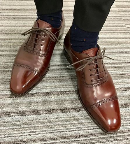 New Handmade Brown leather shoes, men's design Lace Up shoes, Cap Toe dress shoe