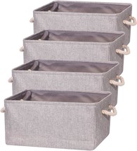 Tenabort 4 Pack Large Storage Basket Bin, Foldable Storage Cube Box Fabric, Grey - $42.98