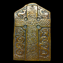 Celtic Cross Irish Scottish Symbol plaque in dark Bronze Finish - $19.79