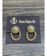 Vintage Premier Designs Clip On Art Deco Faux Pearl Dangle Drop Earrings... - $19.79