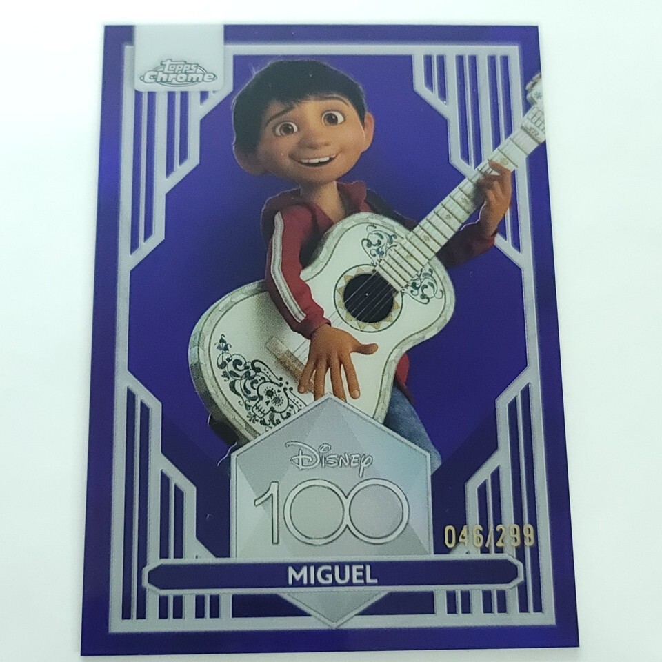2023 Topps Chrome Disney 100 Miguel Coco Limited Purple Shiny Refractor ... - $50.48