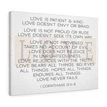 Bible Verse Canvas Love is 1 Corinthians 13:4-8 Wall Art Christian Home ... - $79.19