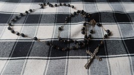 Vintage Antique Black Wood Bead Rosary - £37.78 GBP