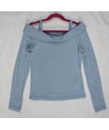 art class Light Blue Off-Shoulder Ribbed Long Sleeve Top W/Straps Size L... - $8.87