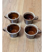 Set Of 4 Vintage Hull Pottery Brown Drip Glaze Oven Proof Coffee/Tea Cup... - $26.96
