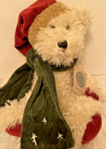 Vintage 1997 Boyds Bear Claudius B. Bean Holiday Teddy Bear Santa Hat Scarf 14” - £13.23 GBP