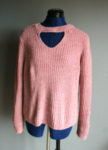 No Boundaries Juniors Pink Keyhole Neck Cable Knit Sweater ~M(7-9)~ - £8.30 GBP