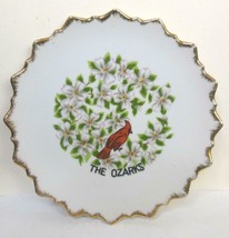 Vintage Plate Ozarks Dogwood and Cardinals Gold Rim 7.5 Inches Made in Japan - £11.15 GBP