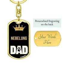 Cat Keyring Gift Nebelung Cat Dad King Swivel Keychain Stainless Steel Or 18k Go - $45.49