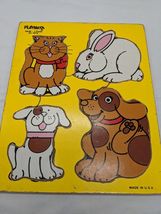Vintage Playskool 4 Piece Wooden Childrens Puzzle My Pets 180-08 - $123.45 MXN