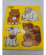 Vintage Playskool 4 Piece Wooden Childrens Puzzle My Pets 180-08 - $9.38 CAD