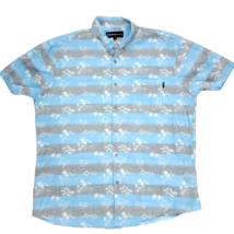 Molokai Surf Co. Button Shirt Mens XL Blue Gray Palm Trees Print Striped - £10.79 GBP