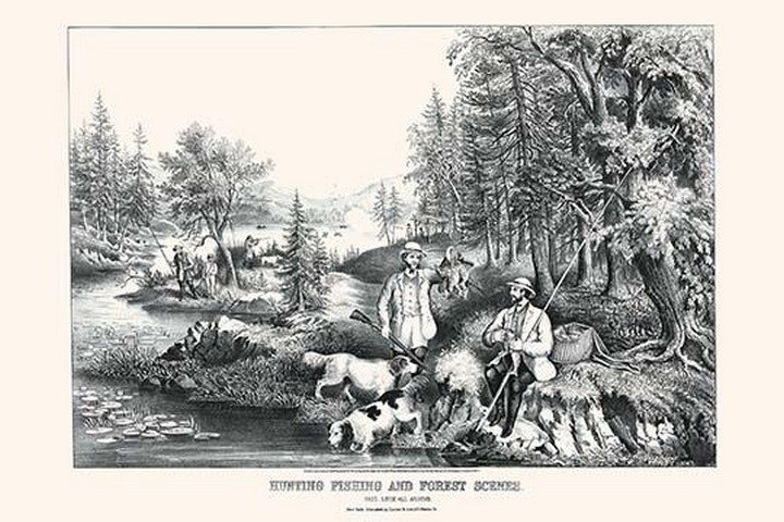 Hunting fishing and forest scenes: good luck all around by Currier & Ives - Art  - $21.99 - $196.99
