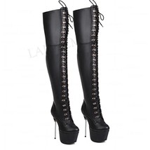 Women Thigh High Platfrom Boots Wide Calf Friendly 16CM Metal Stiletto High Heel - £164.27 GBP