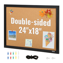 VEVOR Cork Board, 24 x 18 inches, Double-sided Board with MDF Sticker Frame - $19.99