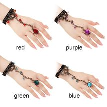 Fashion Ring Gothic Lace Halloween Chain Flower Bracelet(blue) - £7.77 GBP+