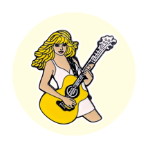 Girly Pop Music Enamel Pin: Taylor Swift Blonde with Guitar - $240.45 MXN