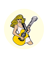 Girly Pop Music Enamel Pin: Taylor Swift Blonde with Guitar - $17.74 CAD