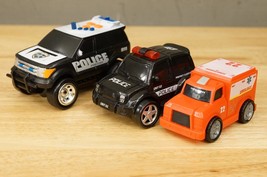 3PC Lot Toy Rescue Vehicles Police Porsche SUV Unit 63 &amp; Maxx EMS Ambulance - $18.80