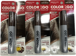 3 Absolute New York Color 2 Go Instant Gray Hair Touch Up Mascara Dark Brown - $8.99