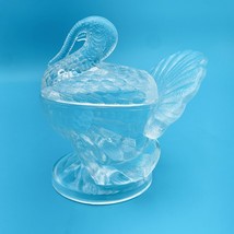 Vintage Clear Glass Turkey Shaped Candy bowl With Lid - £28.67 GBP