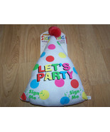 Let&#39;s Party Sign &amp; Sing Autograph Sign Me Plush Party Hat Keepsake Birth... - £11.19 GBP