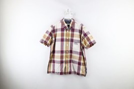 Vtg 90s Tommy Hilfiger Mens L Faded Spell Out Short Sleeve Button Shirt Plaid - £23.22 GBP