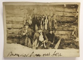 Trimmed RPPC Photo of Hunting Men with Rifles Dogs and Fur Early 1900s - £15.47 GBP