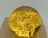 Vintage Glass Yellow Floral Paperweight PB103 - £24.04 GBP