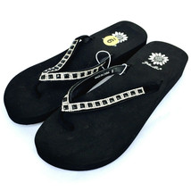 Yellow Box Womens Flip Flops Saydee Sparkle Jeweled Rhinestone Black San... - $39.98