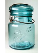 Old Ball Ideal Aqua Blue 1-Pt Glass Canning Jar # 7 - £4.71 GBP
