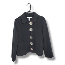 Neon Buddha Jacket Blazer Size M Women&#39;s Black Long Sleeve Wooden Button... - £15.69 GBP