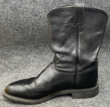 JUSTIN Boots Men Western Cowboy Size 12 D Black Leather 10&quot; 3170 Roper - $49.49